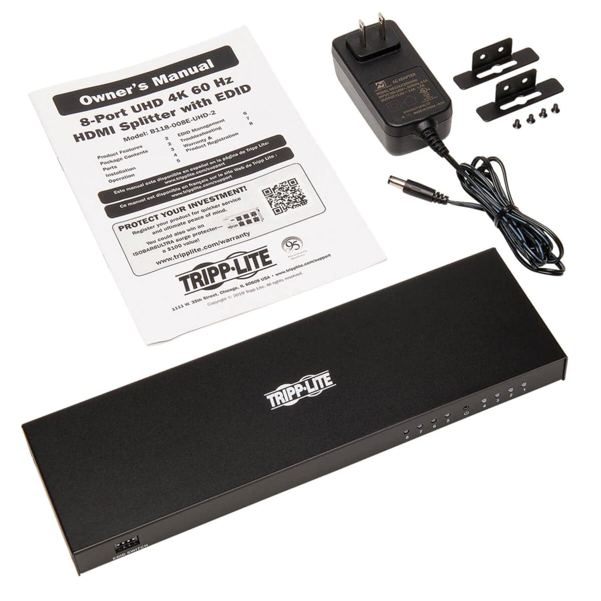 Tripp Lite by Eaton HDMI Splitter, 4K at 60 Hz, 8 Ports, B118-008E-UHD-2