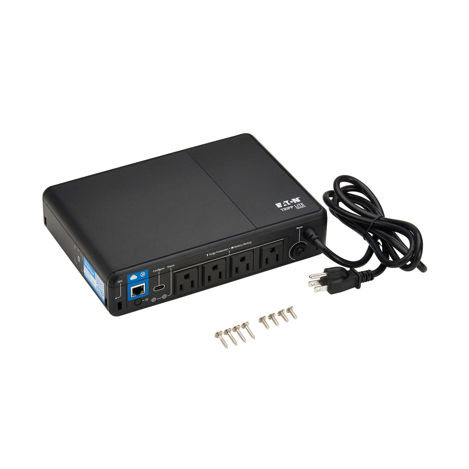 Tripp Lite by Eaton 4-AC Outlet 600-VA/300-Watt PC/Network/POS Cloud-Connected Desktop UPS with 190-Joules Surge Protection, 5-Ft. Cord, BC600RNC