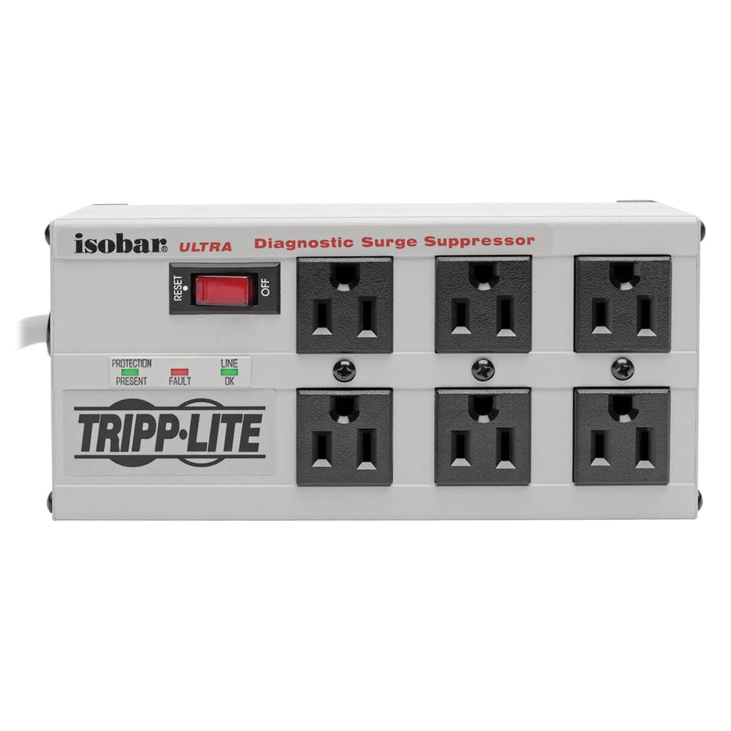 Tripp Lite by Eaton 6-AC Outlet 3330-Joules Isobar Metal Surge Protector Power Strip, 6-Ft. Cord with Right-Angle Plug, ISOBAR6ULTRA