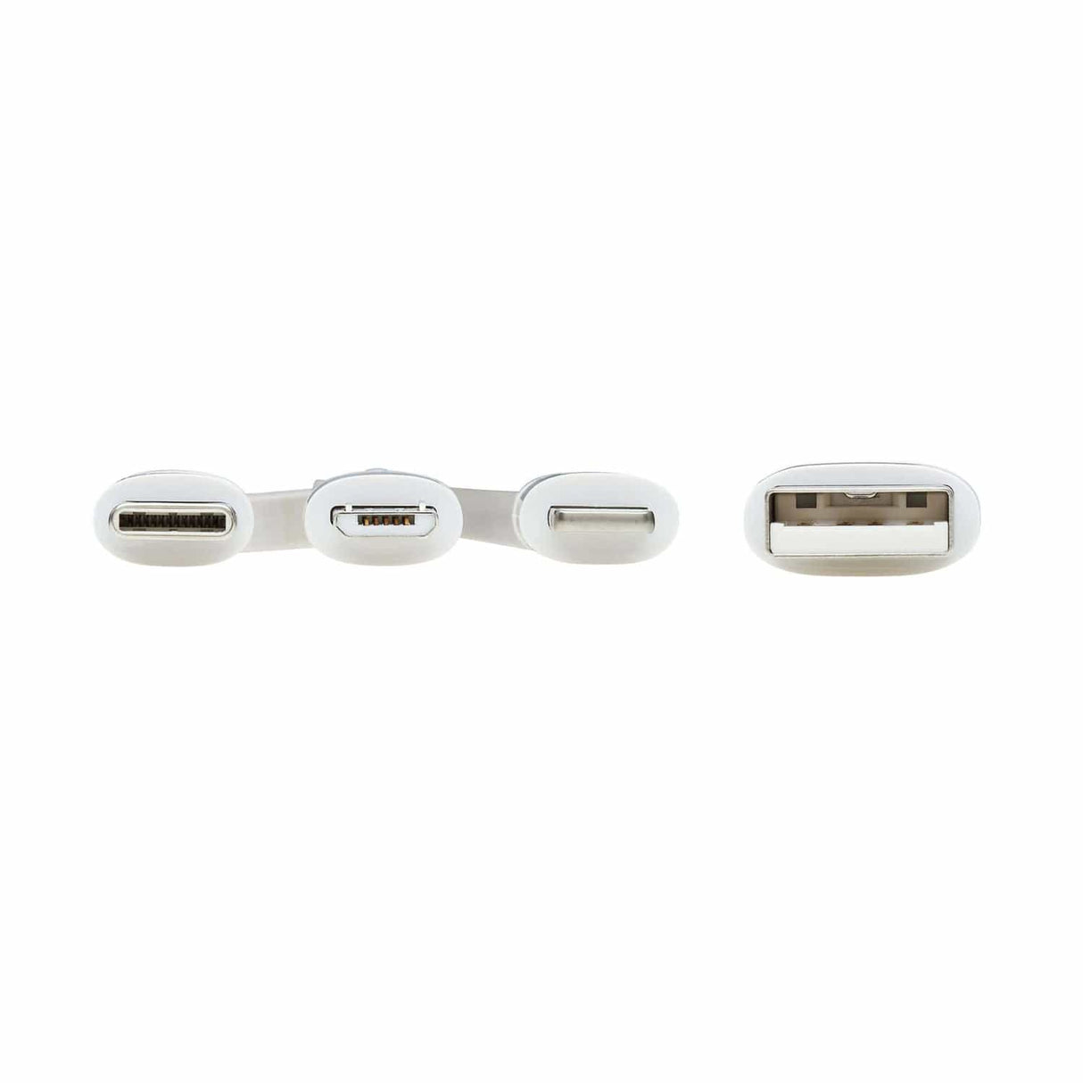 Tripp Lite by Eaton Safe-IT Universal USB-A to Lightning, USB Micro-B, and USB-C Charge and Sync Antibacterial Cable, White, 4 Ft.