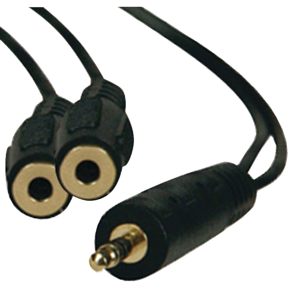Tripp Lite by Eaton 3.5-mm Male to 2 Female Stereo Y-Splitter Adapter Cable, 1 Ft., Black, P313-001