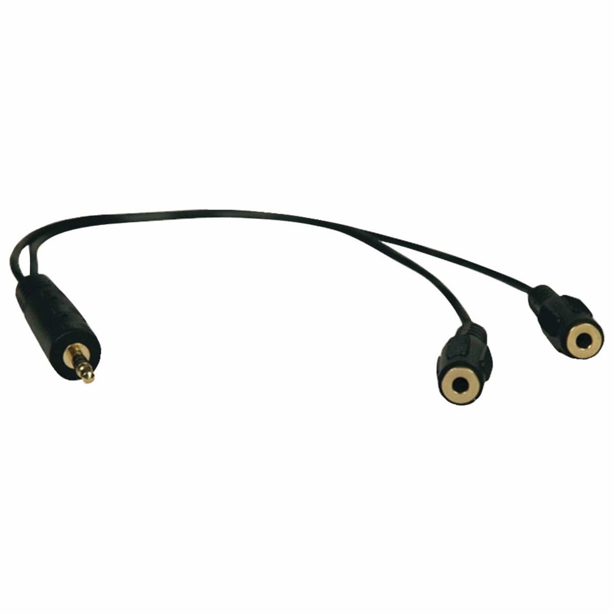 Tripp Lite by Eaton 3.5-mm Male to 2 Female Stereo Y-Splitter Adapter Cable, 1 Ft., Black, P313-001