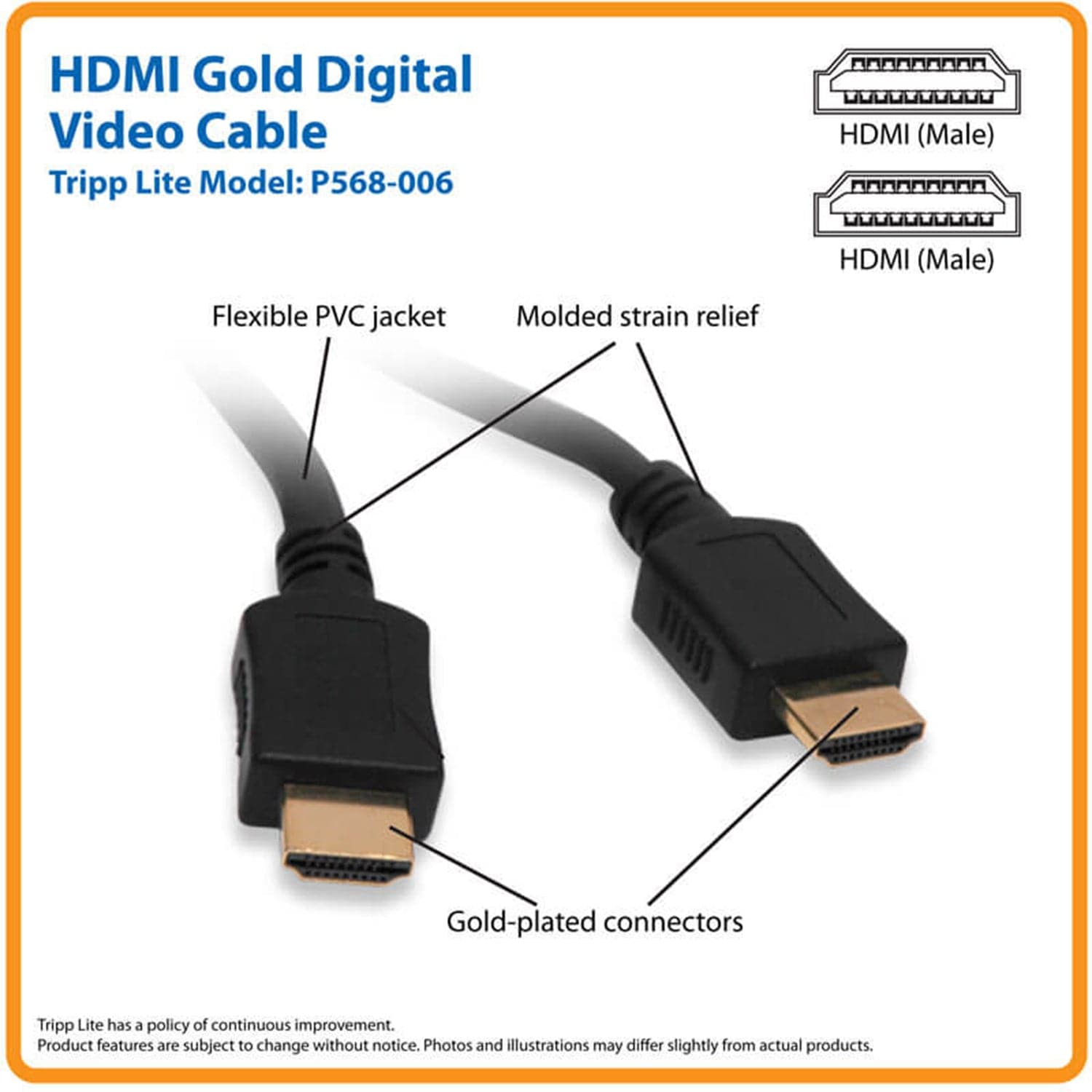 Tripp Lite by Eaton 4K UHD Male/Male High-Speed HDMI Cable, Black, 6 Ft.