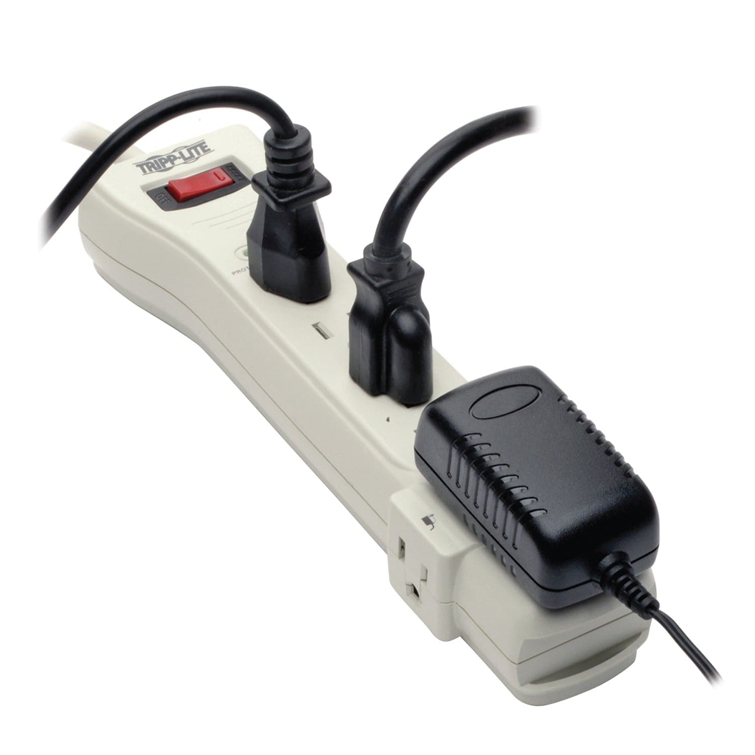 Tripp Lite by Eaton 7-AC Outlet 2160 Joules Protect It! Surge Protector Power Strip with Right-Angle Plug, 7 Ft., Light Gray