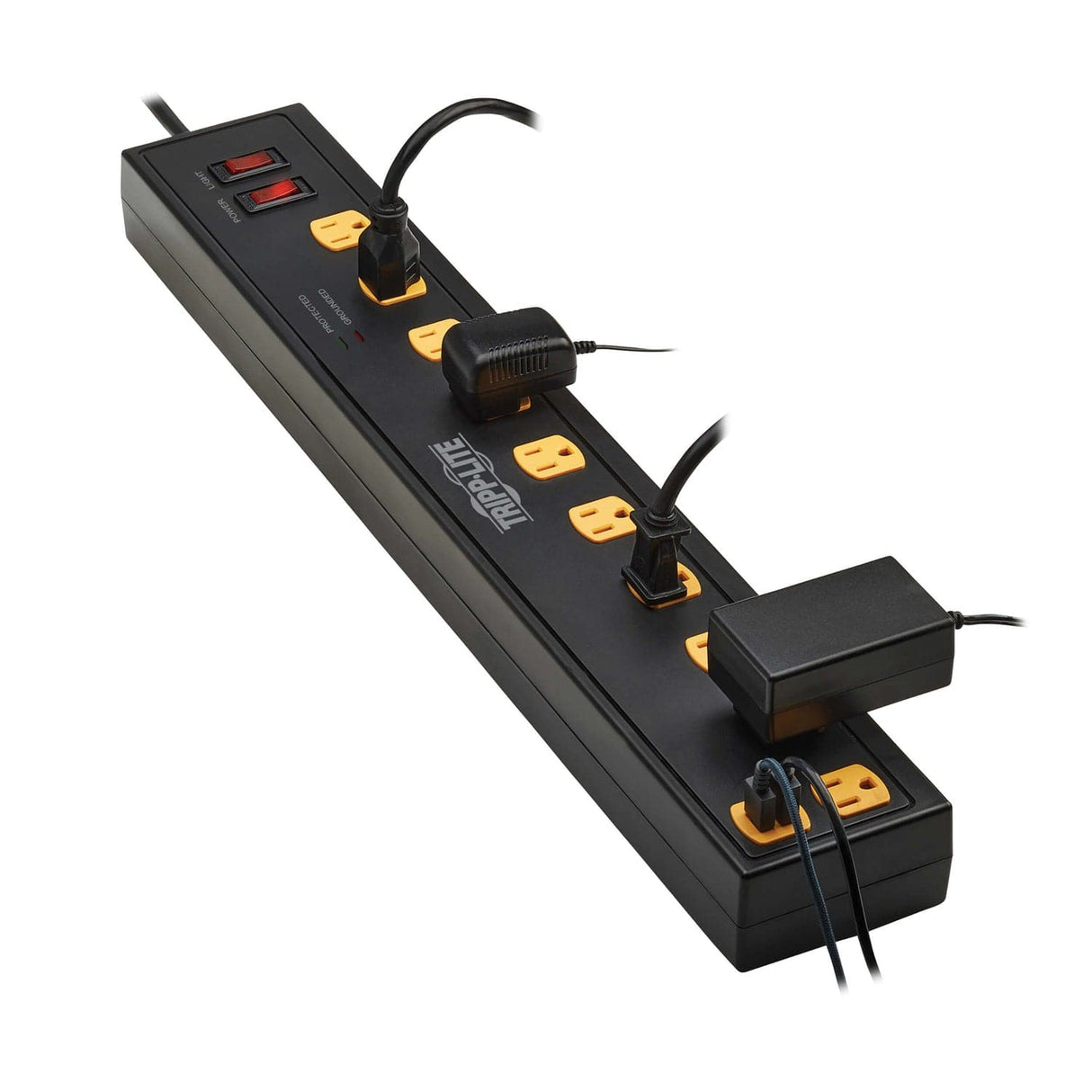 Tripp Lite by Eaton 10-AC Outlet and 2-USB Port 1350-Joules Protect It! Surge Protector Power Strip with Swivel Light Bars, 6-Ft. Cord, TLP1006USB