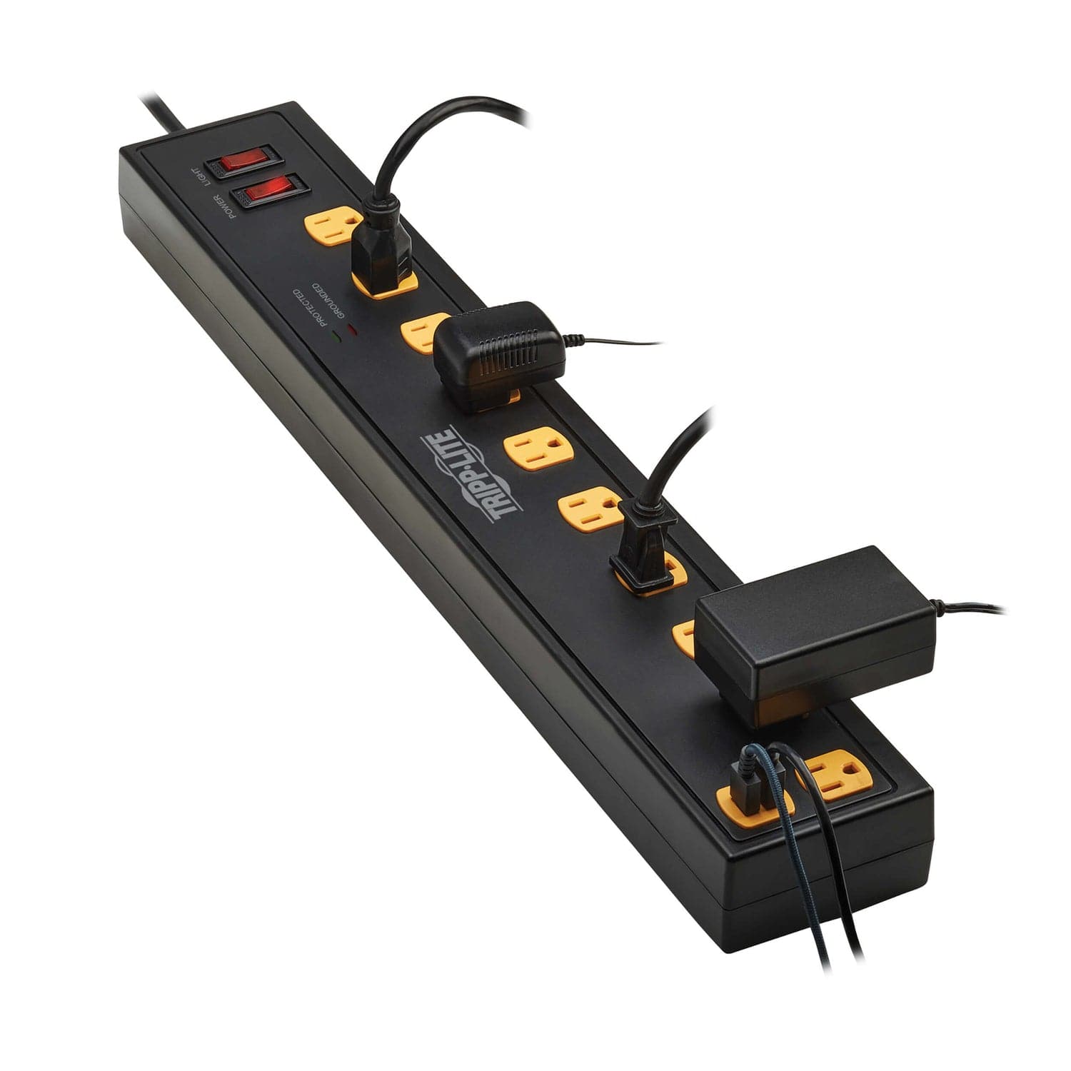 Tripp Lite by Eaton 10-AC Outlet and 2-USB Port 1350-Joules Protect It! Surge Protector Power Strip with Swivel Light Bars, 6-Ft. Cord, TLP1006USB
