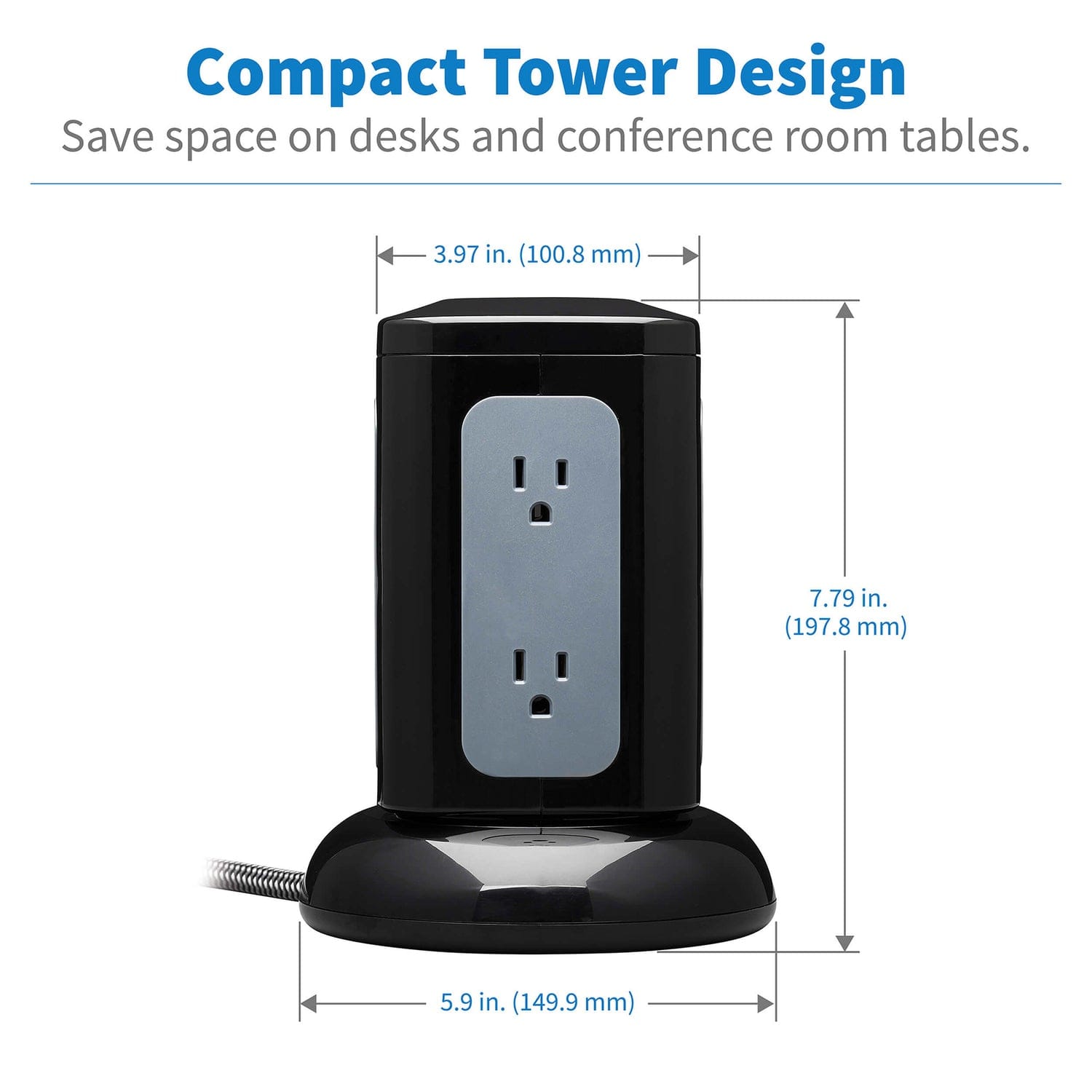 Tripp Lite by Eaton 6-AC Outlet and 4-USB Port 1800-Joules Protect It! Surge Protector Tower, 8-Ft. Braided Cord, TLP606UCTOWER