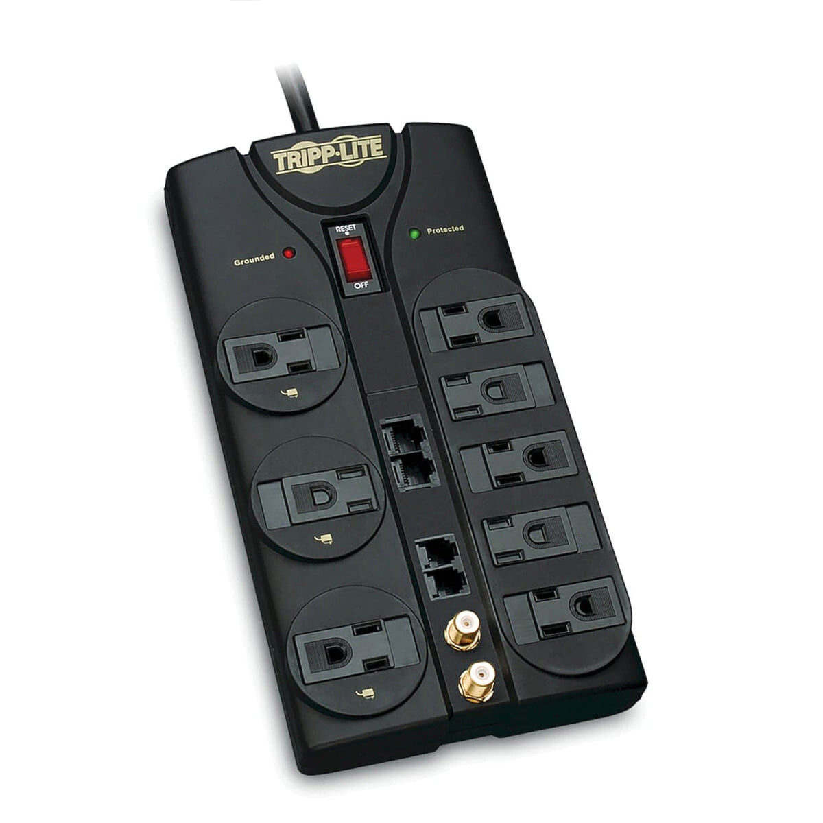 Tripp Lite by Eaton 8-AC Outlet, Telco, Coax, and Ethernet 3240-Joules Protect It! Surge Protector Power Strip with Child Covers, 10-Ft. Cord