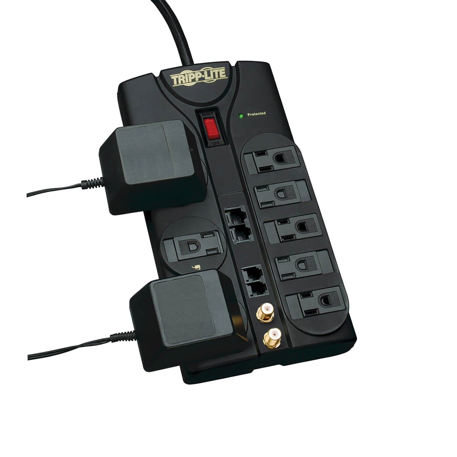 Tripp Lite by Eaton 8-AC Outlet, Telco, Coax, and Ethernet 3240-Joules Protect It! Surge Protector Power Strip with Child Covers, 10-Ft. Cord