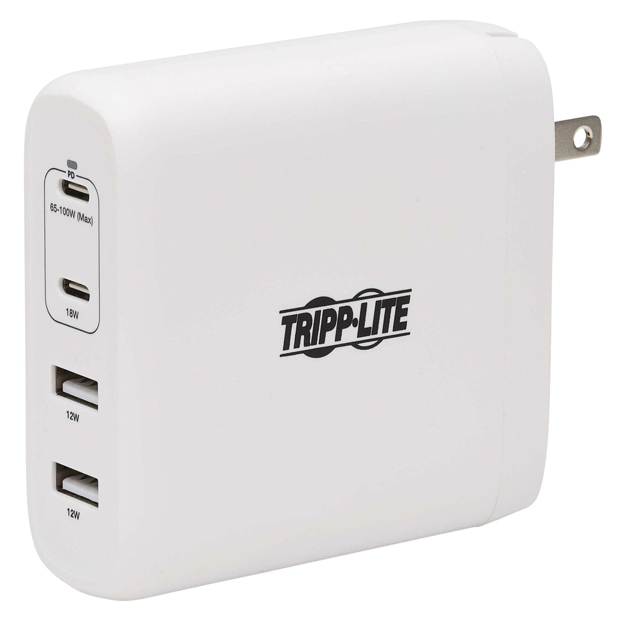 Tripp Lite by Eaton 4-Port 100-Watt PD Compact USB Wall Charger, GaN Technology, White