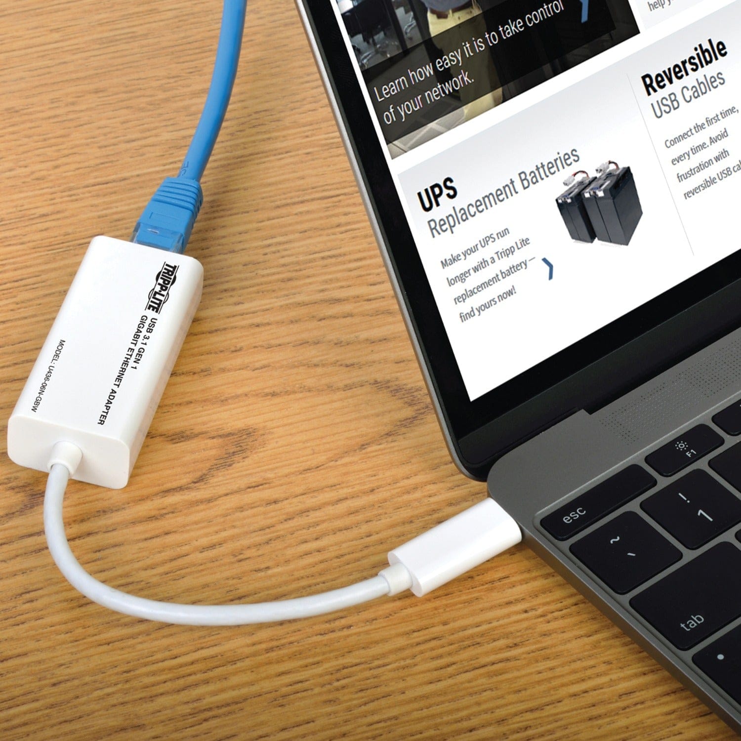 Tripp Lite by Eaton USB-C to Gigabit Ethernet NIC Network Adapter, Thunderbolt 3 Compatible, White, U436-06N-GBW