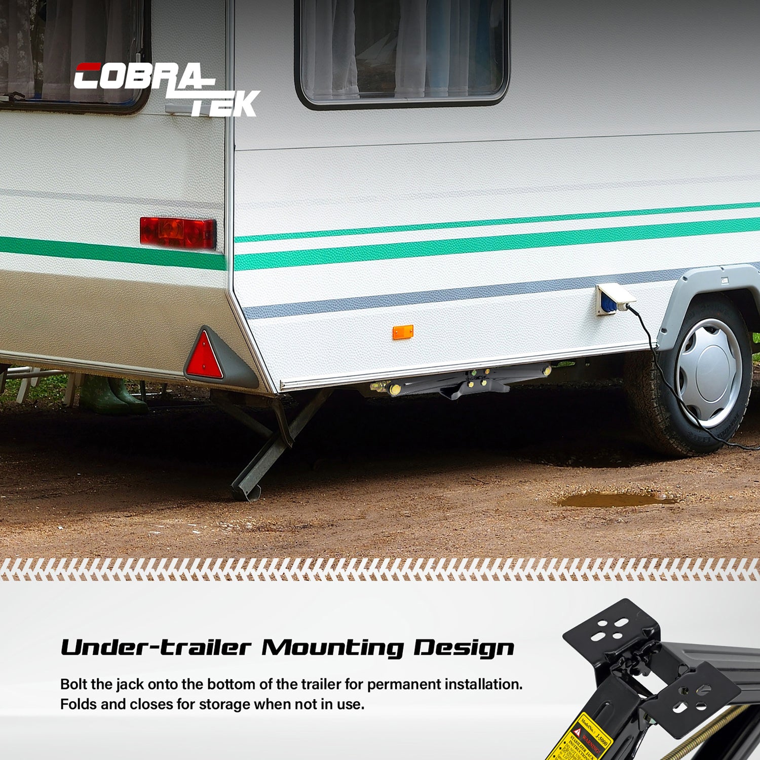 Cobra-Tek Heavy-Duty Scissor Jack with 5000-Lb.-Capacity for RV, Camping, and Vehicle Lifting, 24-In. High, Stable Bow-Tie Base, J-5000