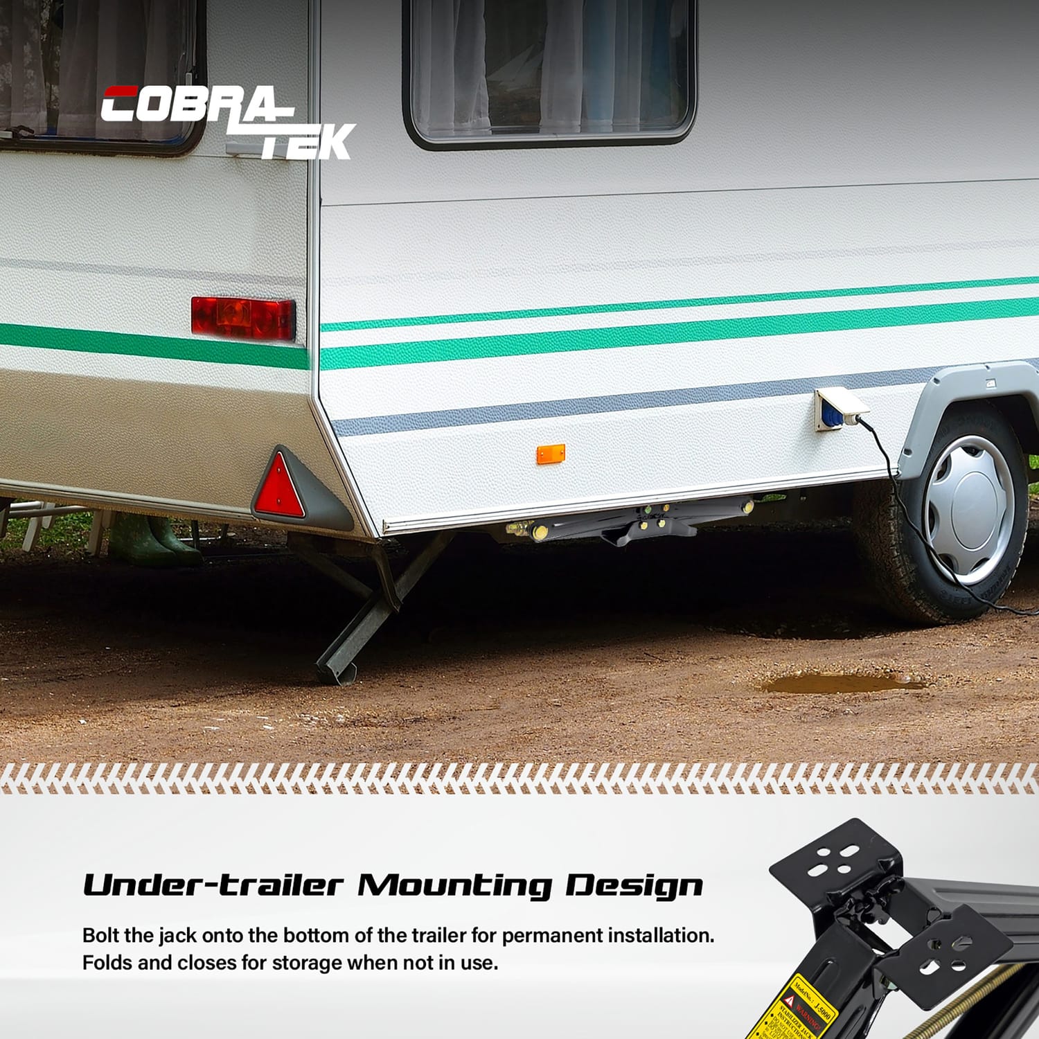 Cobra-Tek Heavy-Duty Scissor Jack with 5000-Lb.-Capacity for RV, Camping, and Vehicle Lifting, 24-In. High, Stable Bow-Tie Base, J-5000