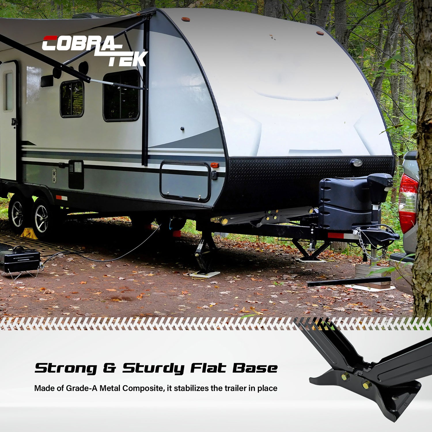 Cobra-Tek Heavy-Duty Scissor Jack with 5000-Lb.-Capacity for RV, Camping, and Vehicle Lifting, 24-In. High, Stable Bow-Tie Base, J-5000
