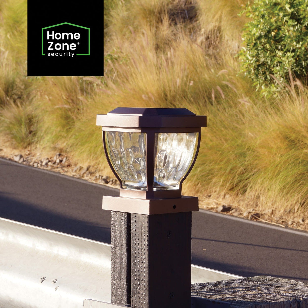 Home Zone Security 12-Lumen-Each 4 x 4 Solar LED Post Cap Lights, Bronze