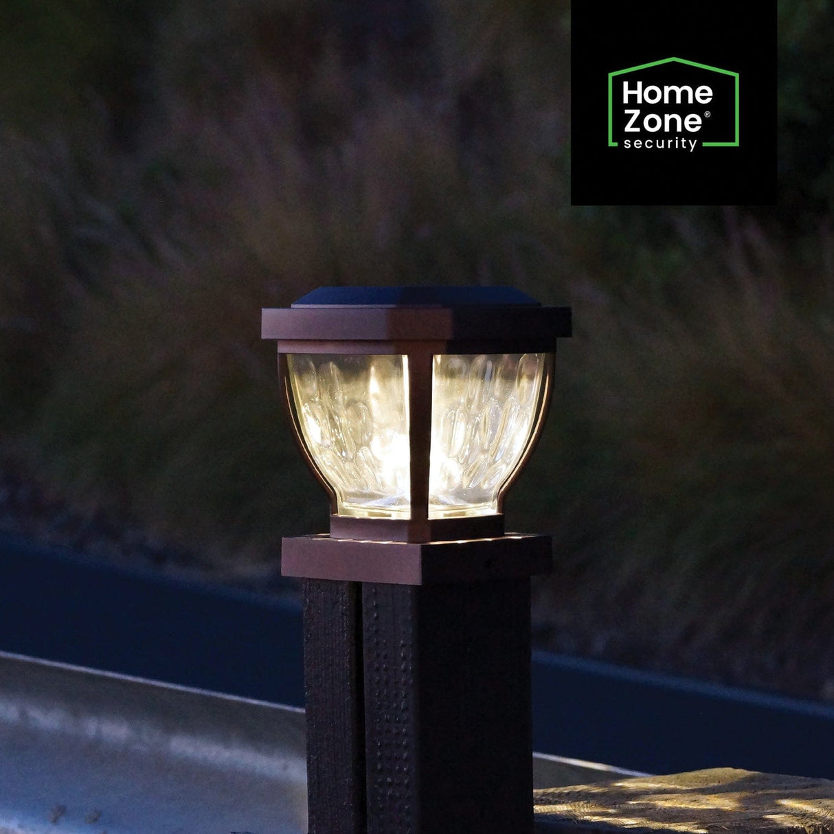 Home Zone Security 12-Lumen-Each 4 x 4 Solar LED Post Cap Lights, Bronze