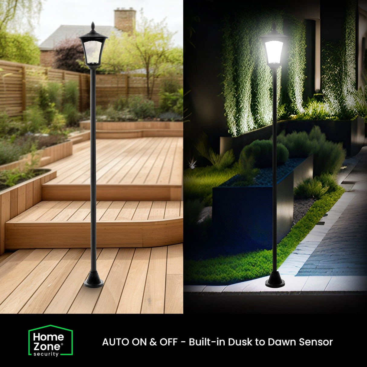 Home Zone Security 68-In. Solar-Powered Decorative Outdoor Post Lamp Light, ELI1581V