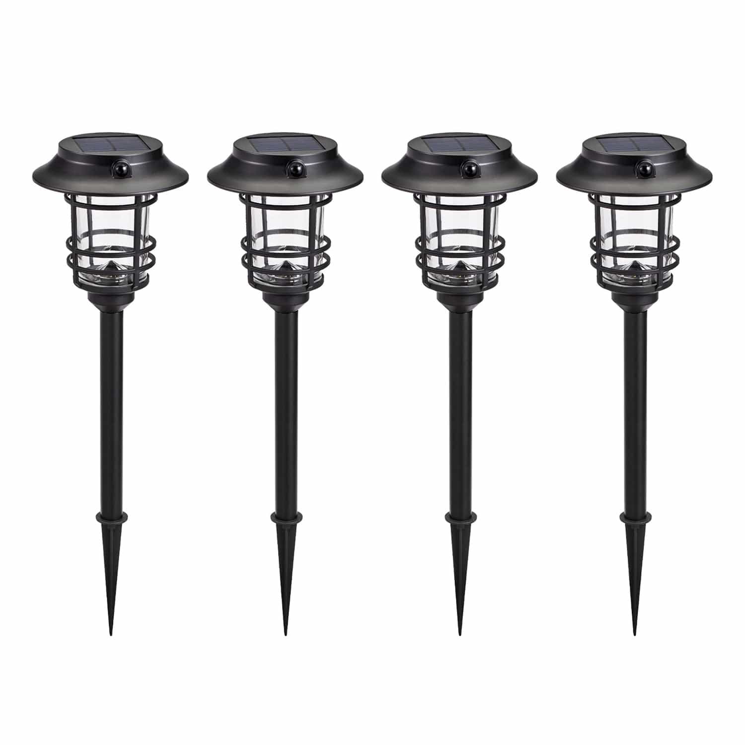 Home Zone Security Mesh-Linkable Solar LED Traditional-Style Security Pathway Light, 300 Lumens, 4 Pack