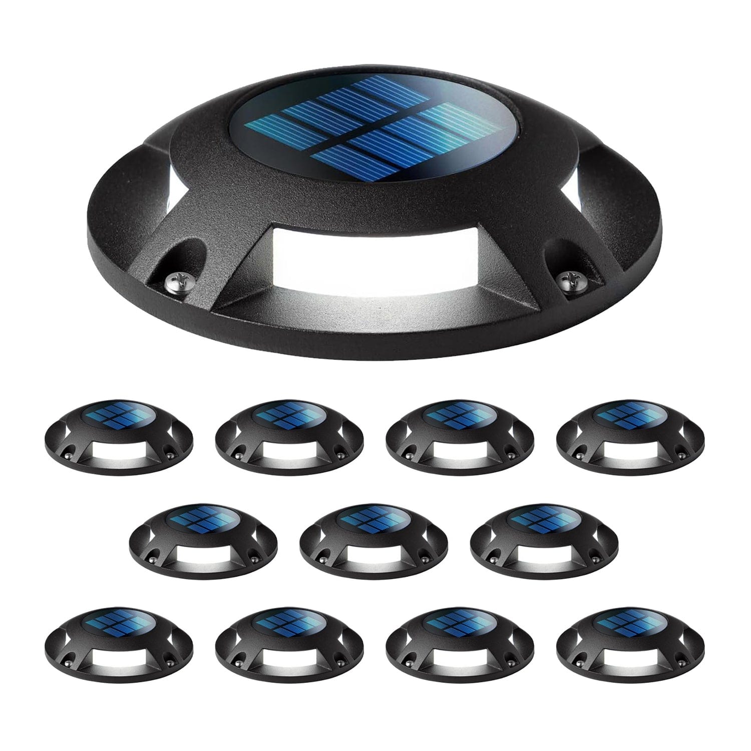 Home Zone Security 12-Pack Outdoor Solar Deck Light, Black, 20 Lumens