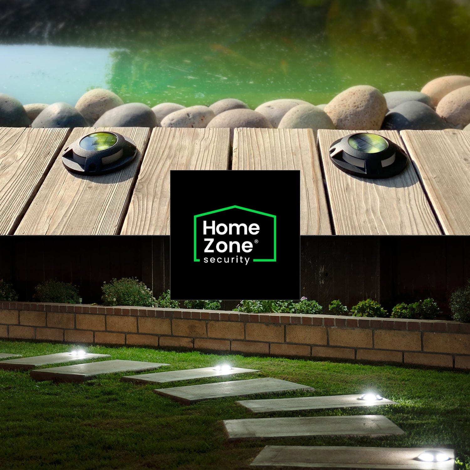 Home Zone Security 12-Pack Outdoor Solar Deck Light, Black, 20 Lumens