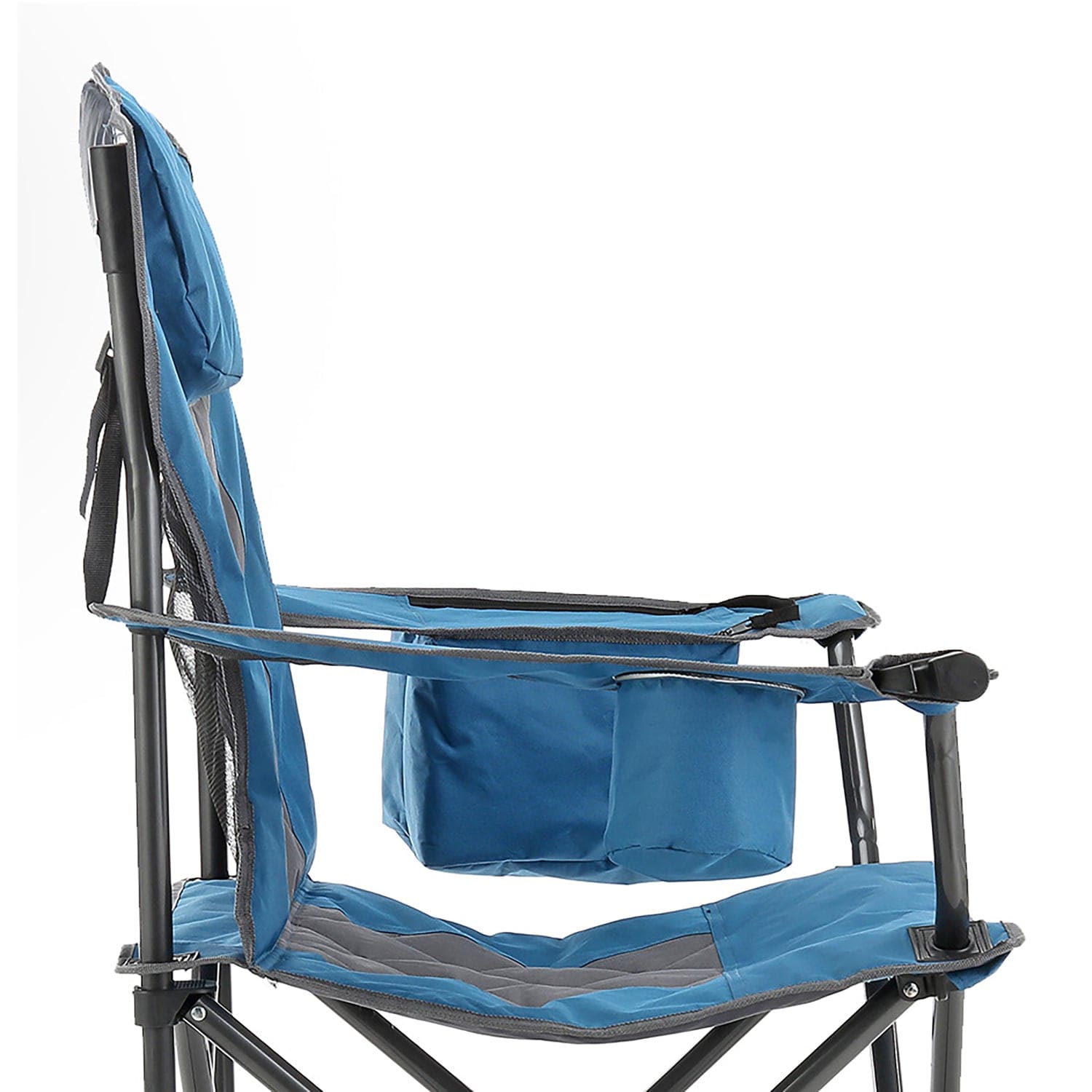 Arrowhead Outdoor Portable Folding Camping Quad Chair with 6-Can Armrest Cooler, Ocean Blue