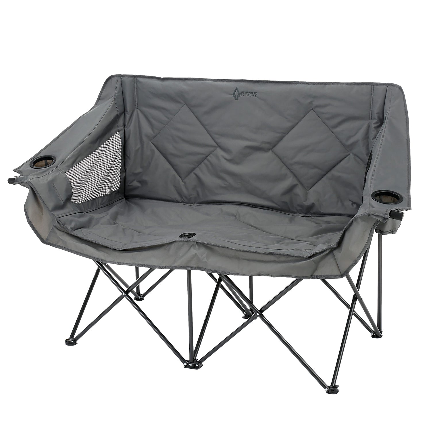 Arrowhead Outdoor Portable Folding Double Duo Camping Chair Loveseat with 2 Cup-Holders, Wine Glass Holder, Carrying Bag, 56 In. x 21 In.