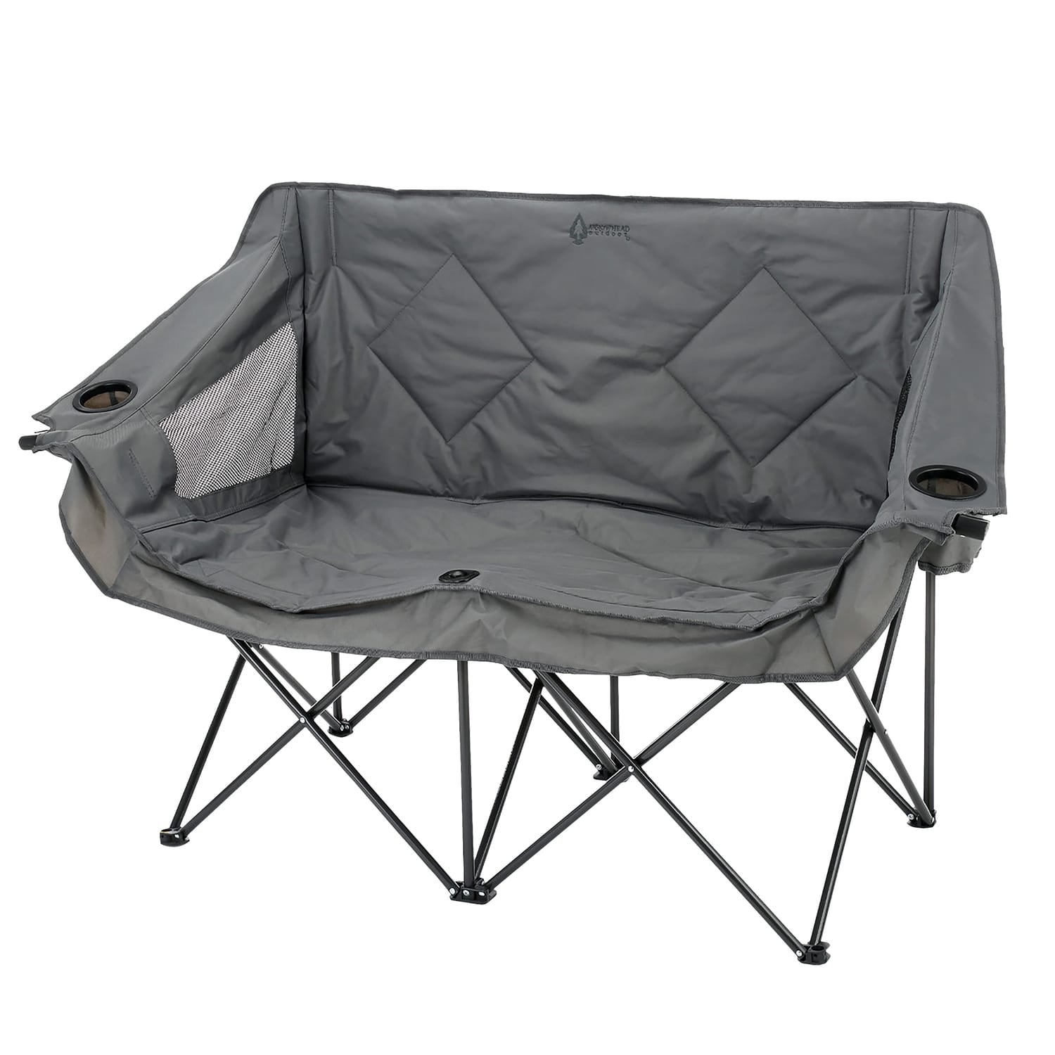 Arrowhead Outdoor Portable Folding Double Duo Camping Chair Loveseat with 2 Cup-Holders, Wine Glass Holder, Carrying Bag, 56 In. x 21 In.