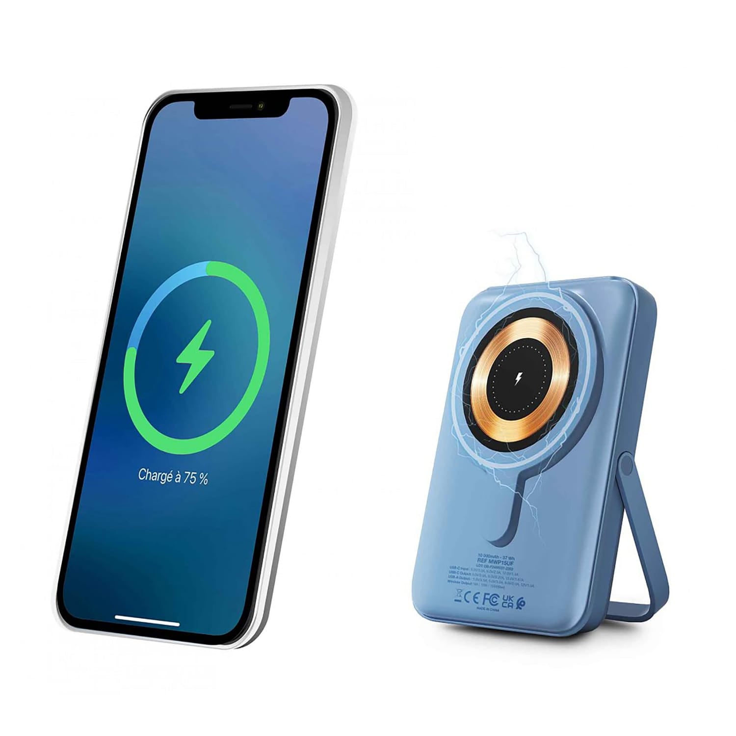 Urban Factory MAGNEE Power Wireless Magnetic Power Bank, 10000 mAh, MagSafe Compatible, Allure Blue