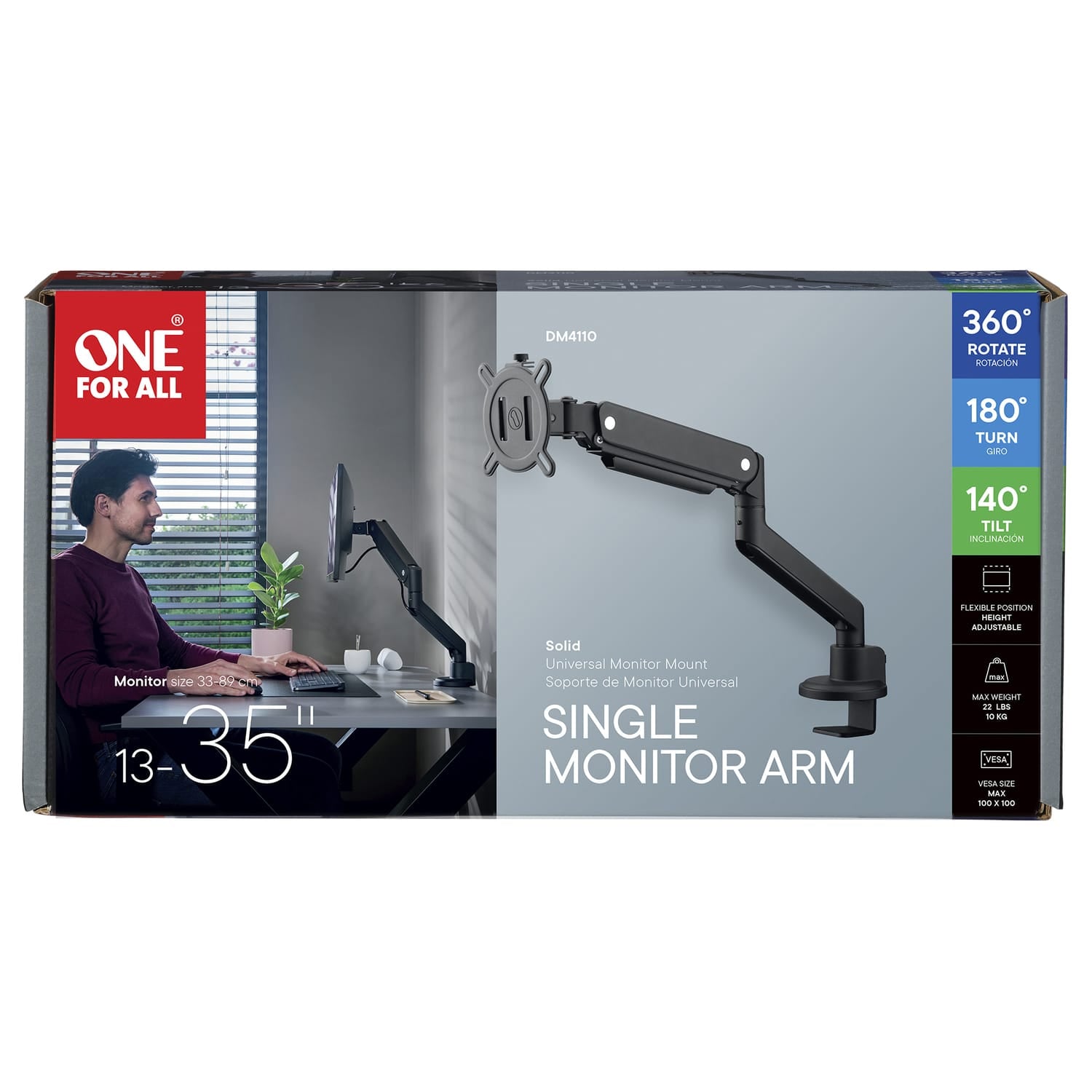One For All 13-In. to 35-In. Single Monitor Mount