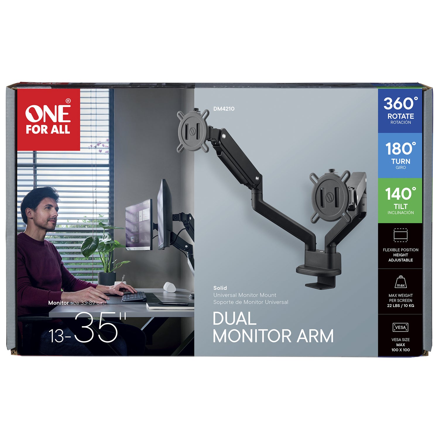 One For All 13-In. to 35-In. Dual Monitor Mount