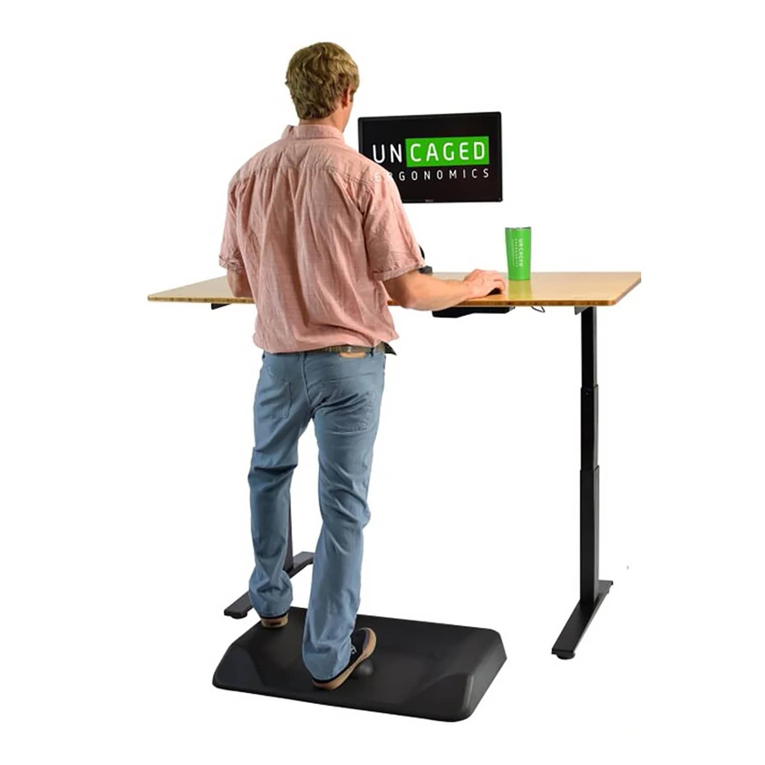 Uncaged Ergonomics Active Standing Anti-Fatigue Desk Floor Mat with Massage Ball, 32 In. x19.75 In., Black