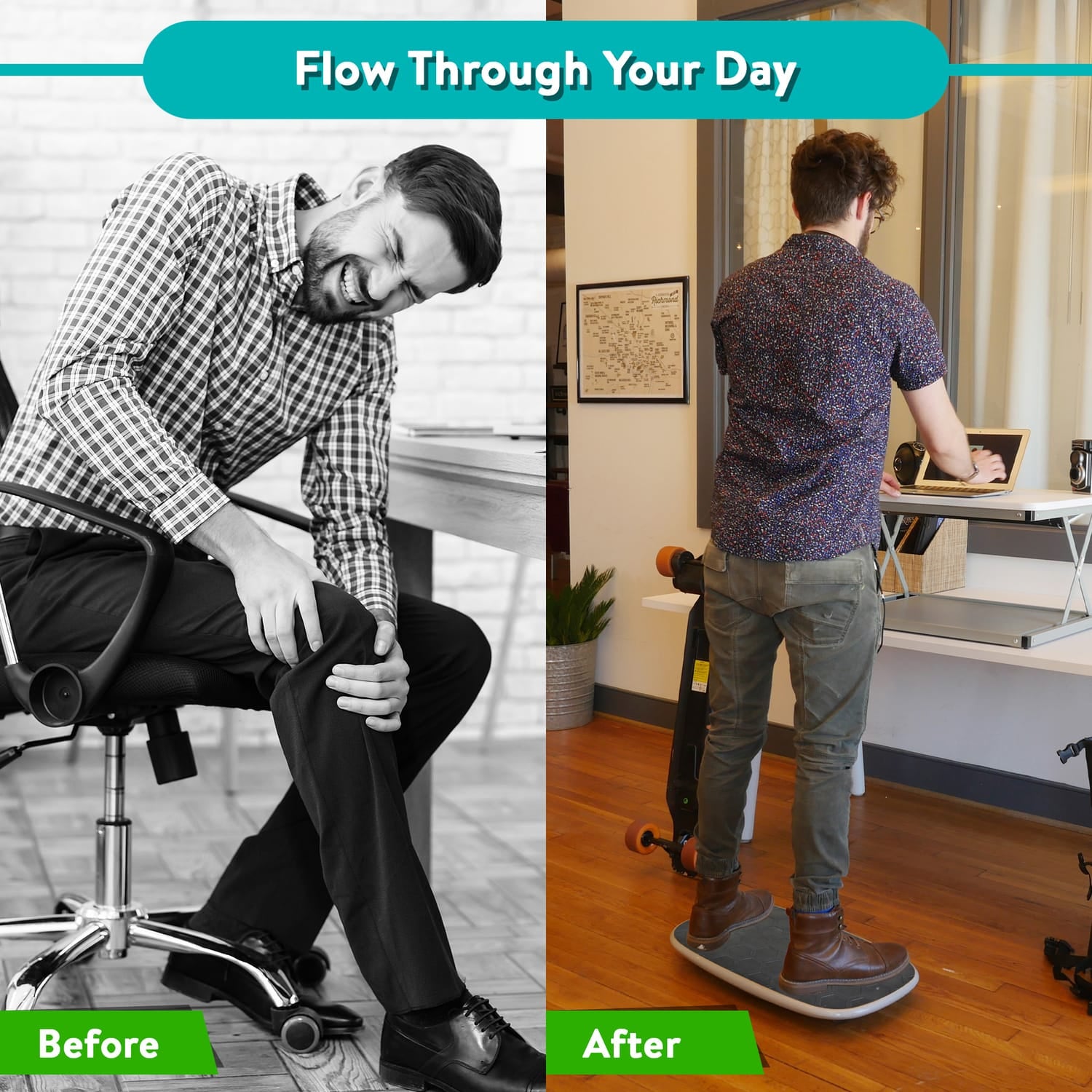 Uncaged Ergonomics BASE Standing Desk Balance Board with Anti-Fatigue Mat