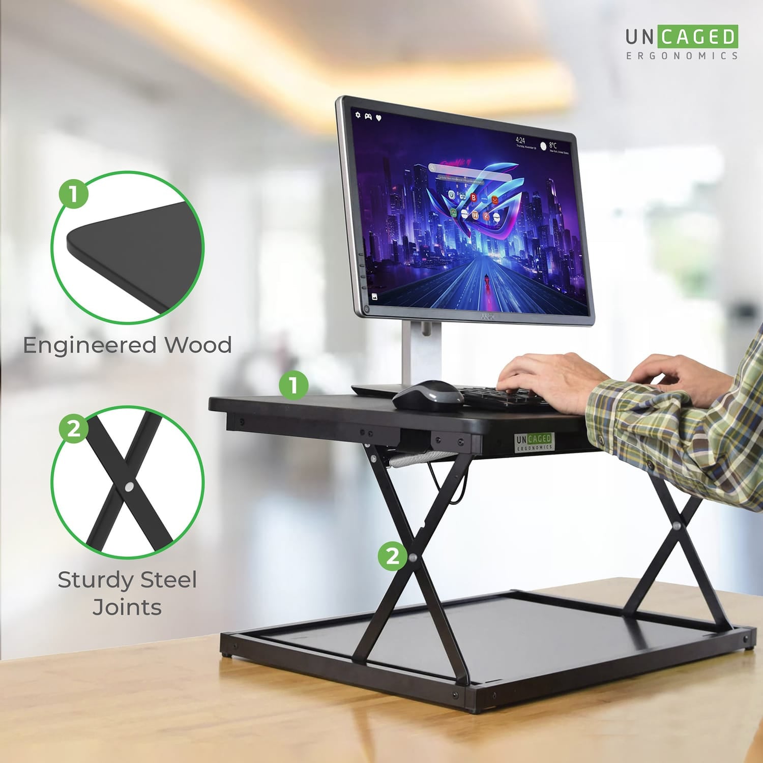 Uncaged Ergonomics CHANGEdesk Mini Desktop Standing Desk Converter, Black