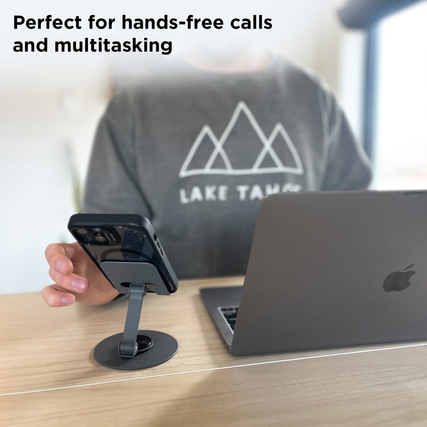 Uncaged Ergonomics 360° Swivel and Multi-Angle Tilt Phone Stand, Black