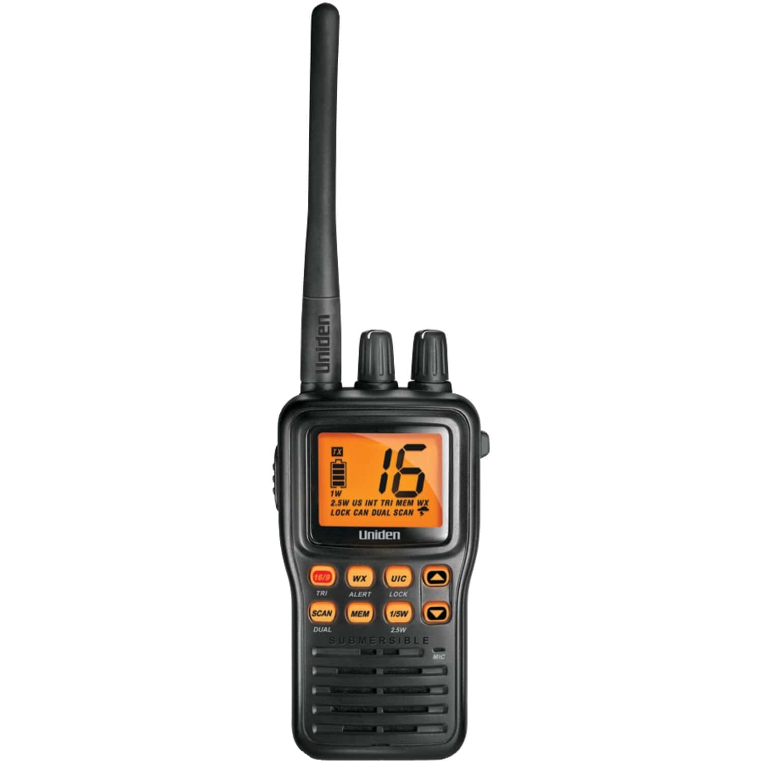 Uniden Submersible Handheld 2-Way VHF Marine Radio, MHS75