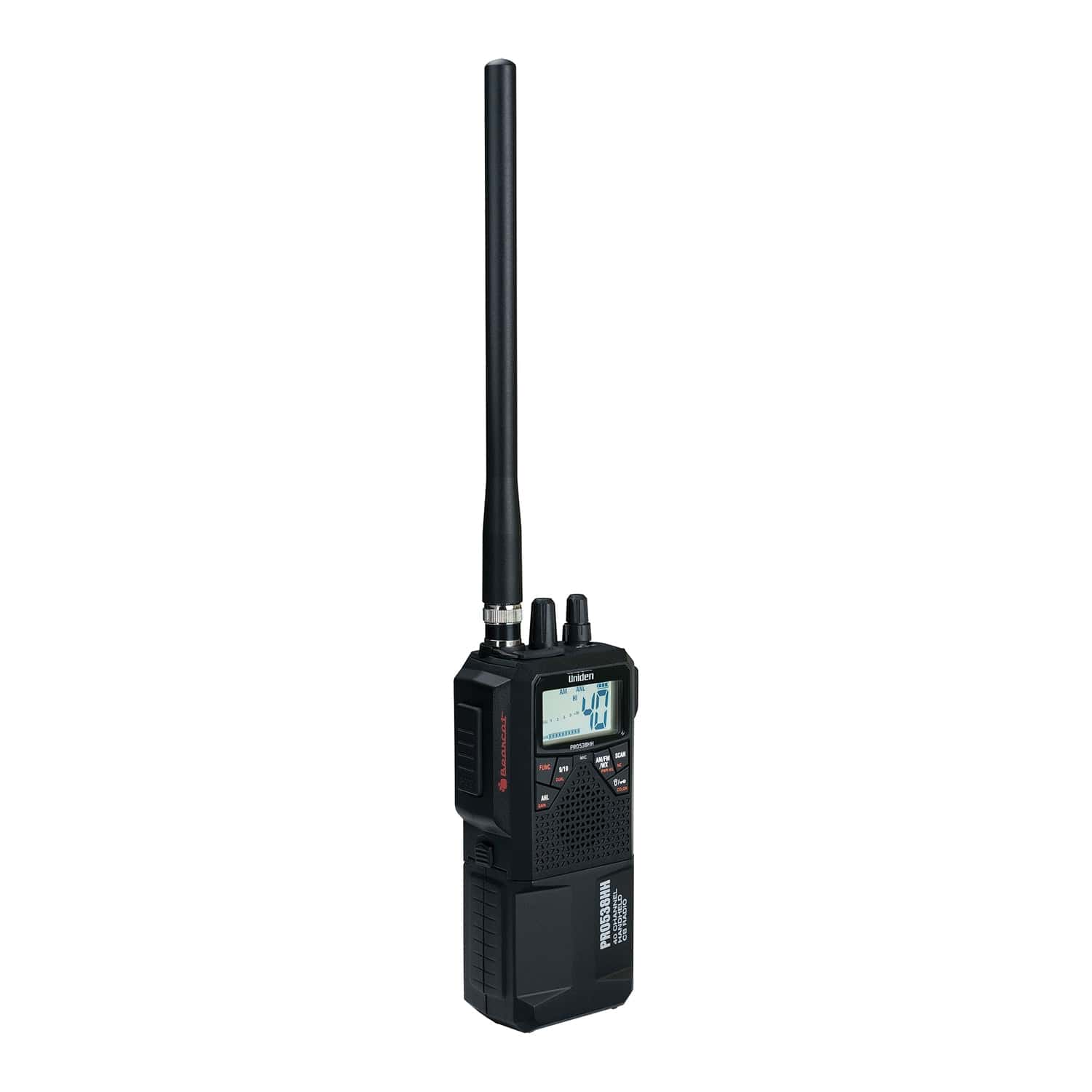 Uniden Pro Series 40-Channel Weatherband Handheld CB Radio with Whip Antenna, Black, PRO538HHFM