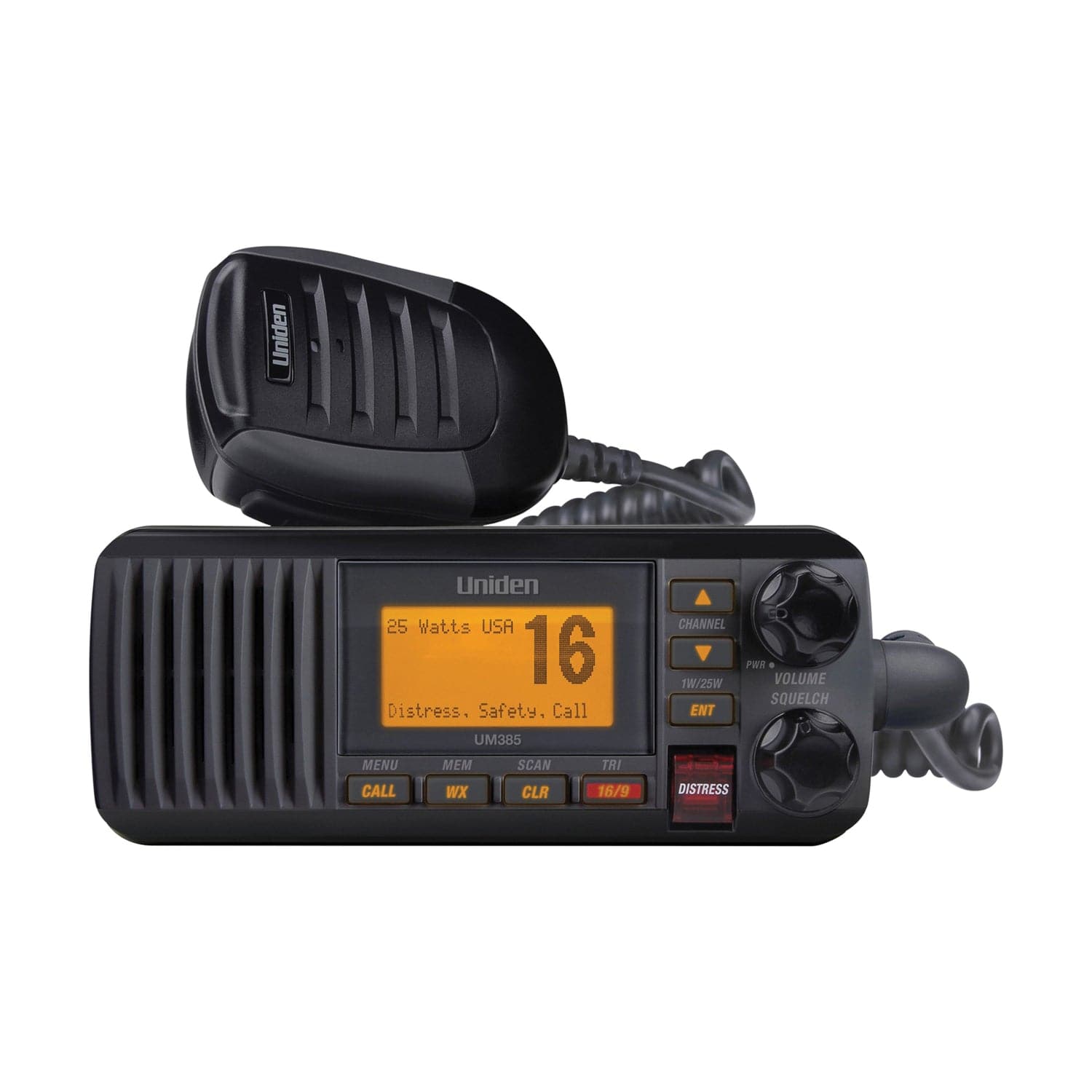 Uniden 25-Watt Fixed-Mount VHF Marine Radio with DSC, UM385, Black
