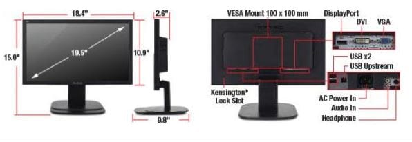 ViewSonic 20" Ergonomic Monitor for Home and Office - Refurbished