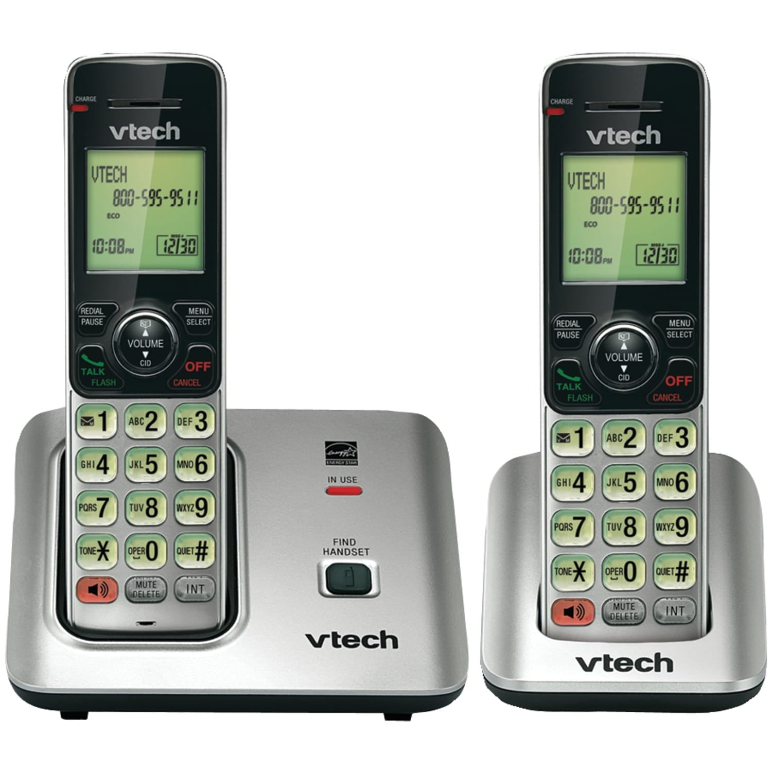 VTech 2-Handset DECT 6.0 Expandable Cordless Phone System for Landline, Speakerphone, Caller ID/Call Waiting, and Backlit Keypad/Display