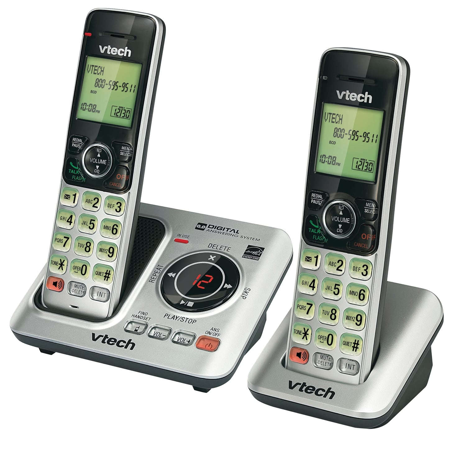 VTech DECT 6.0 Expandable Cordless Phone System for Landline, Digital Answering System and Caller ID/Call Waiting, 2 Handset