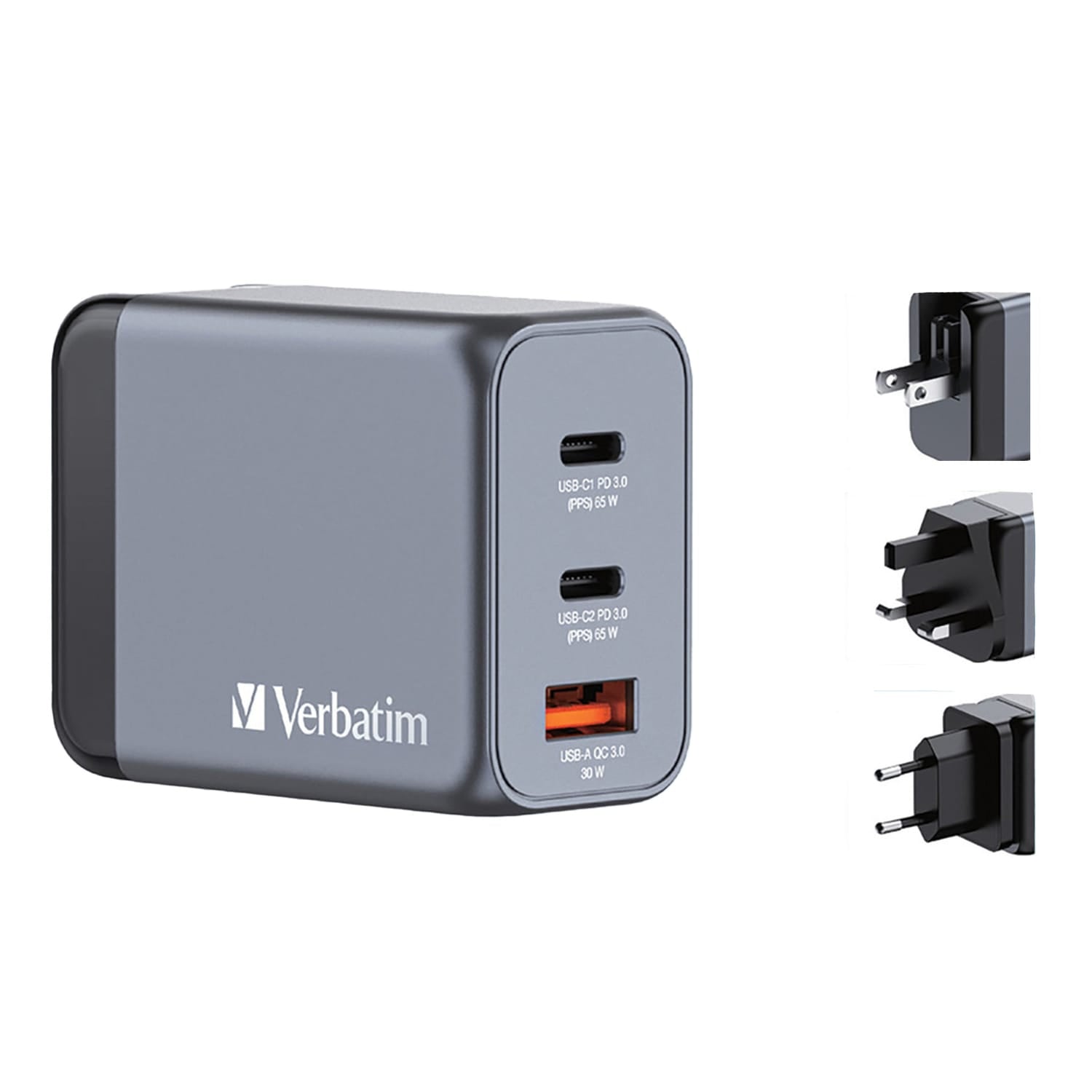 Verbatim 65-Watt 3-USB-Port GaN Wall Charger