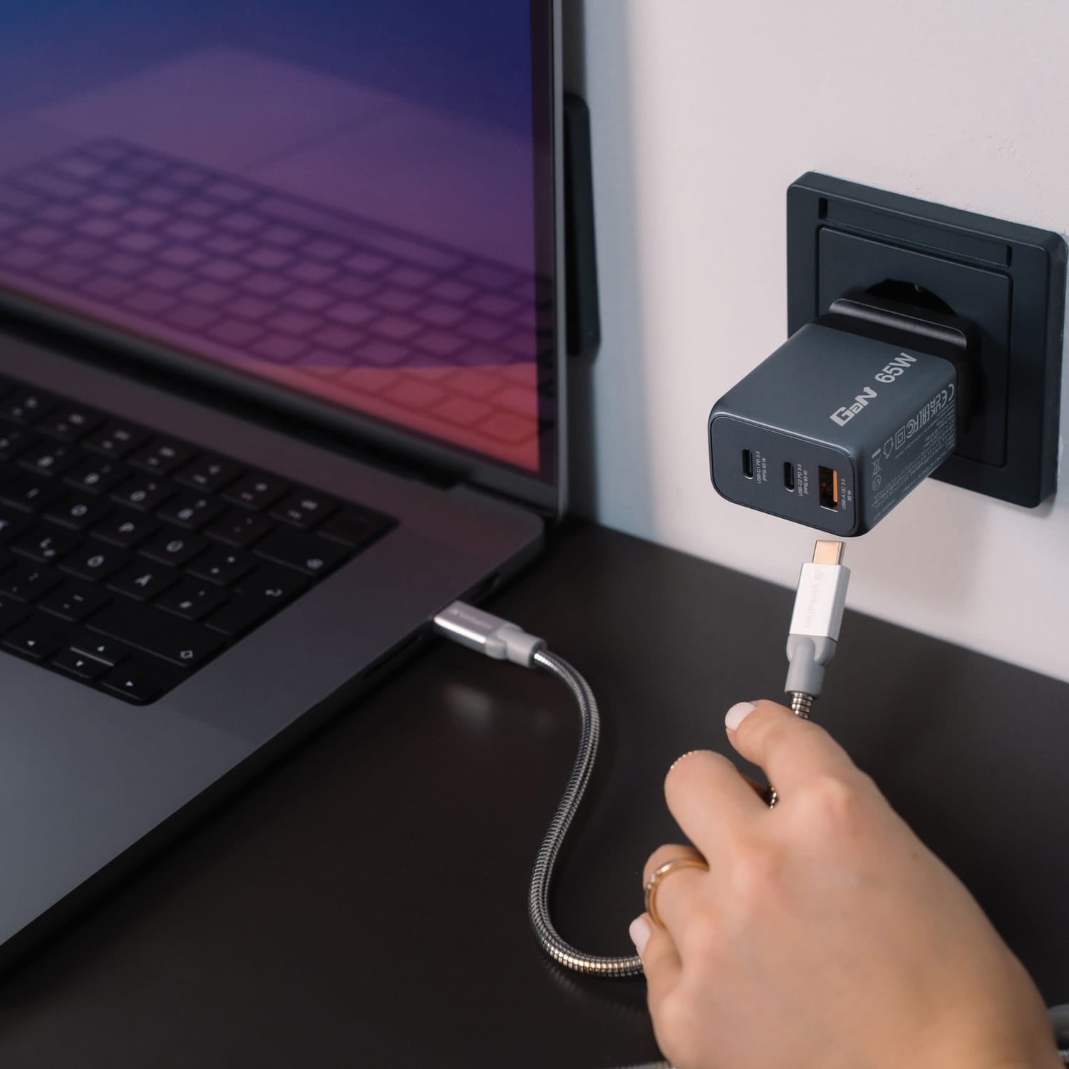 Verbatim 65-Watt 3-USB-Port GaN Wall Charger