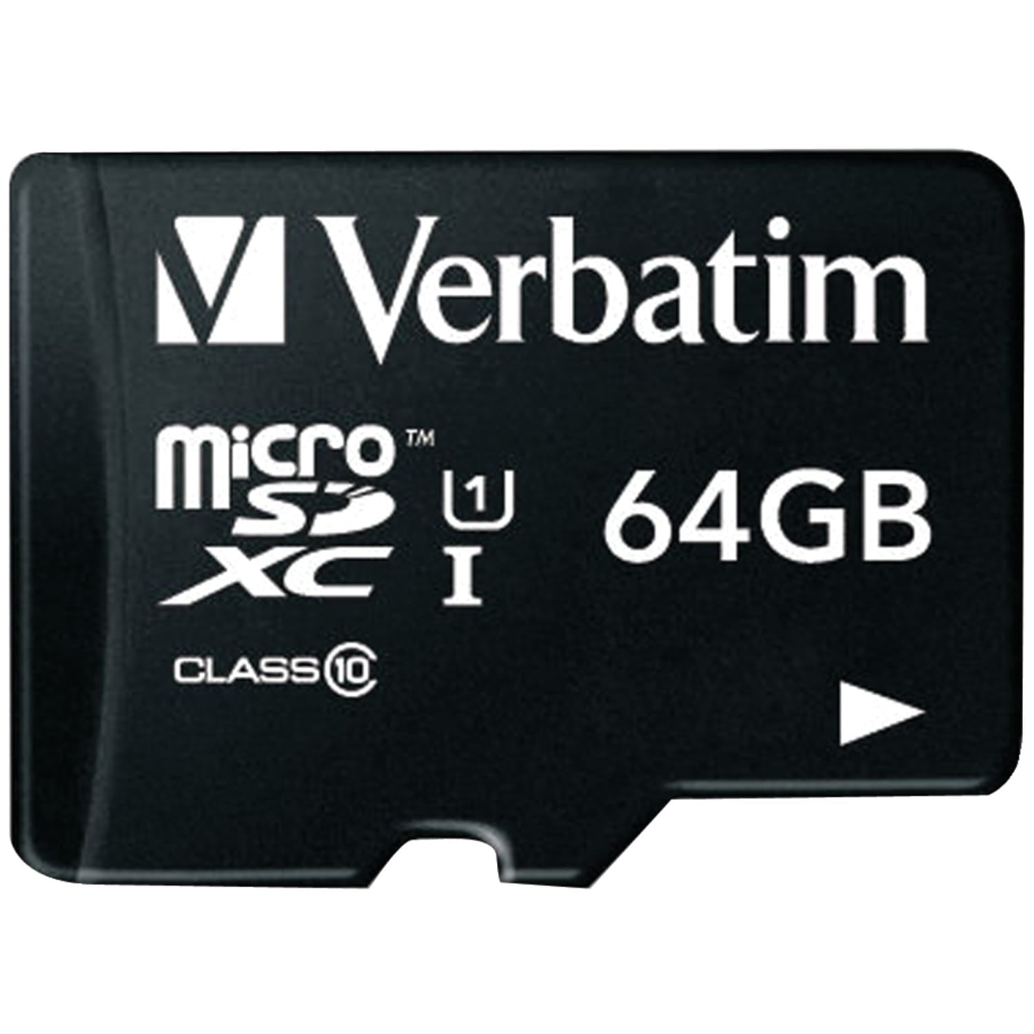 Verbatim 64-GB Class 10, UHS-1 V10 U1 Premium microSDXC Memory Card with Adapter