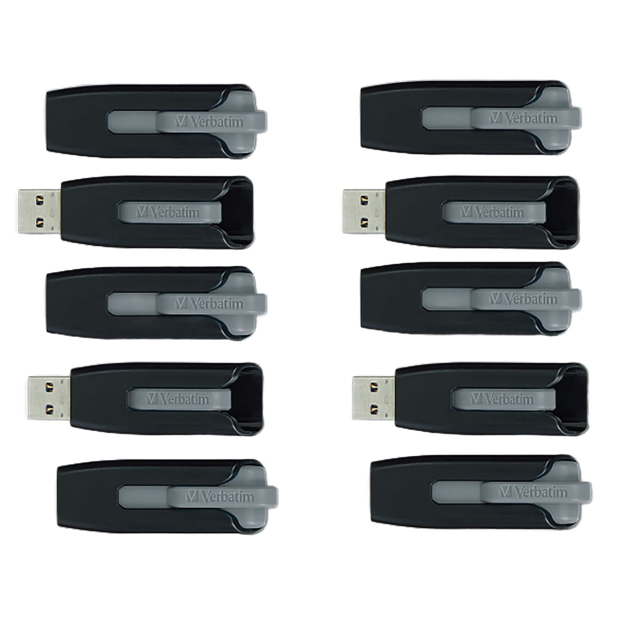 Verbatim 32-GB Store ‘n’ Go V3 USB 3.2 Gen 1 Flash Drives, Business Bulk 10 Count, Gray
