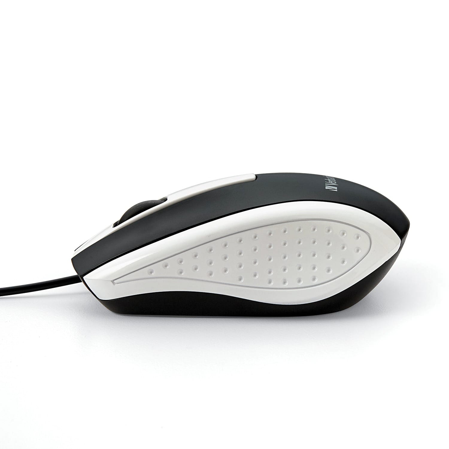 Verbatim Corded Optical Computer Mouse, Ergonomic, 3 Buttons, USB, White