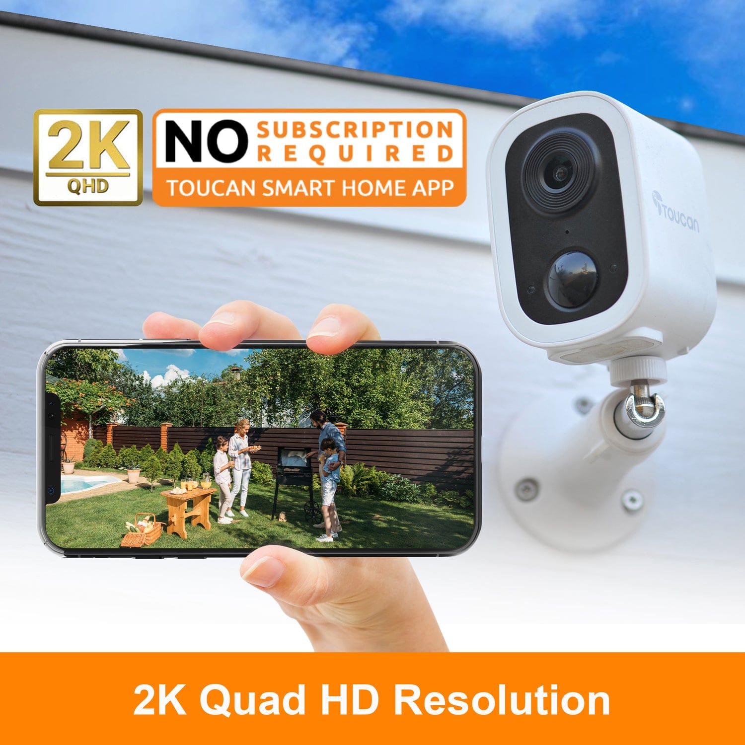Toucan S4 Wireless 2K Security Camera – No Monthly Fee Required