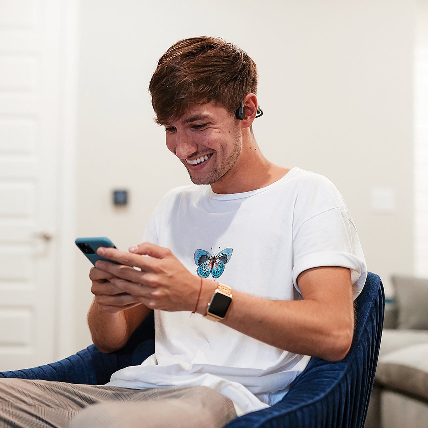 Shokz OpenMove Bone-Conduction Open-Ear Lifestyle Headphones with Microphones, Gray