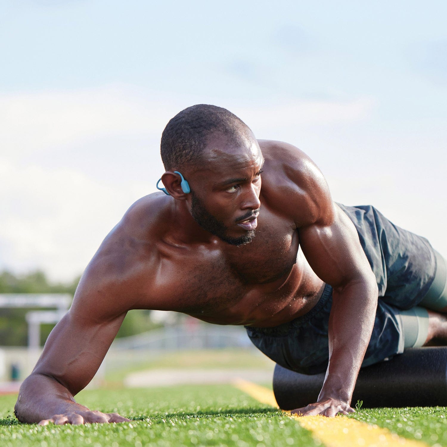 Shokz OpenRun Pro Premium Bone-Conduction Open-Ear Sport Headphones with Microphones, Blue