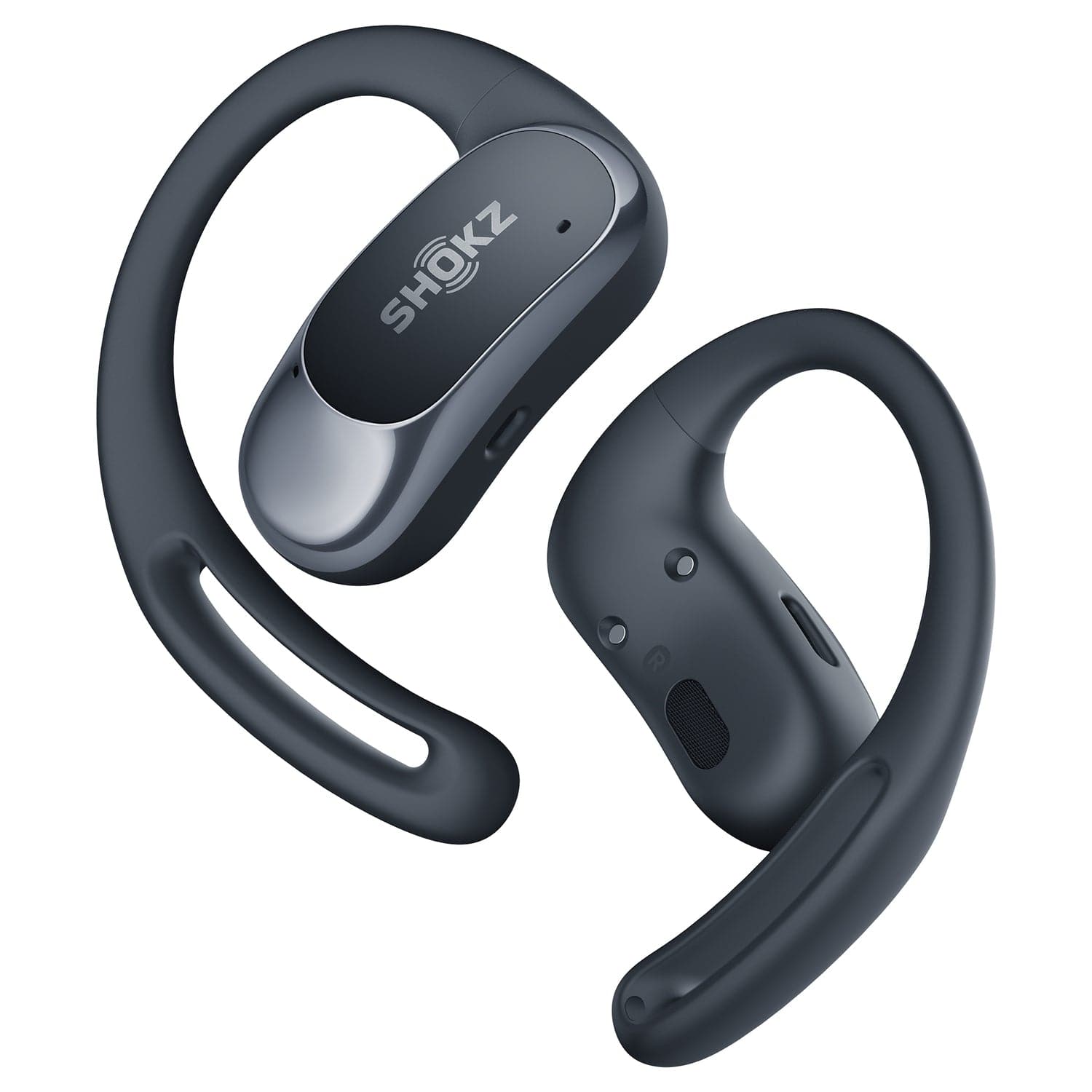 Shokz OpenFit Air TWS Bluetooth Open-Ear Earbuds with Mics, Earhooks, and Charging Case, Clear Voice, up to 28 Hours Play Time, IP54, Black
