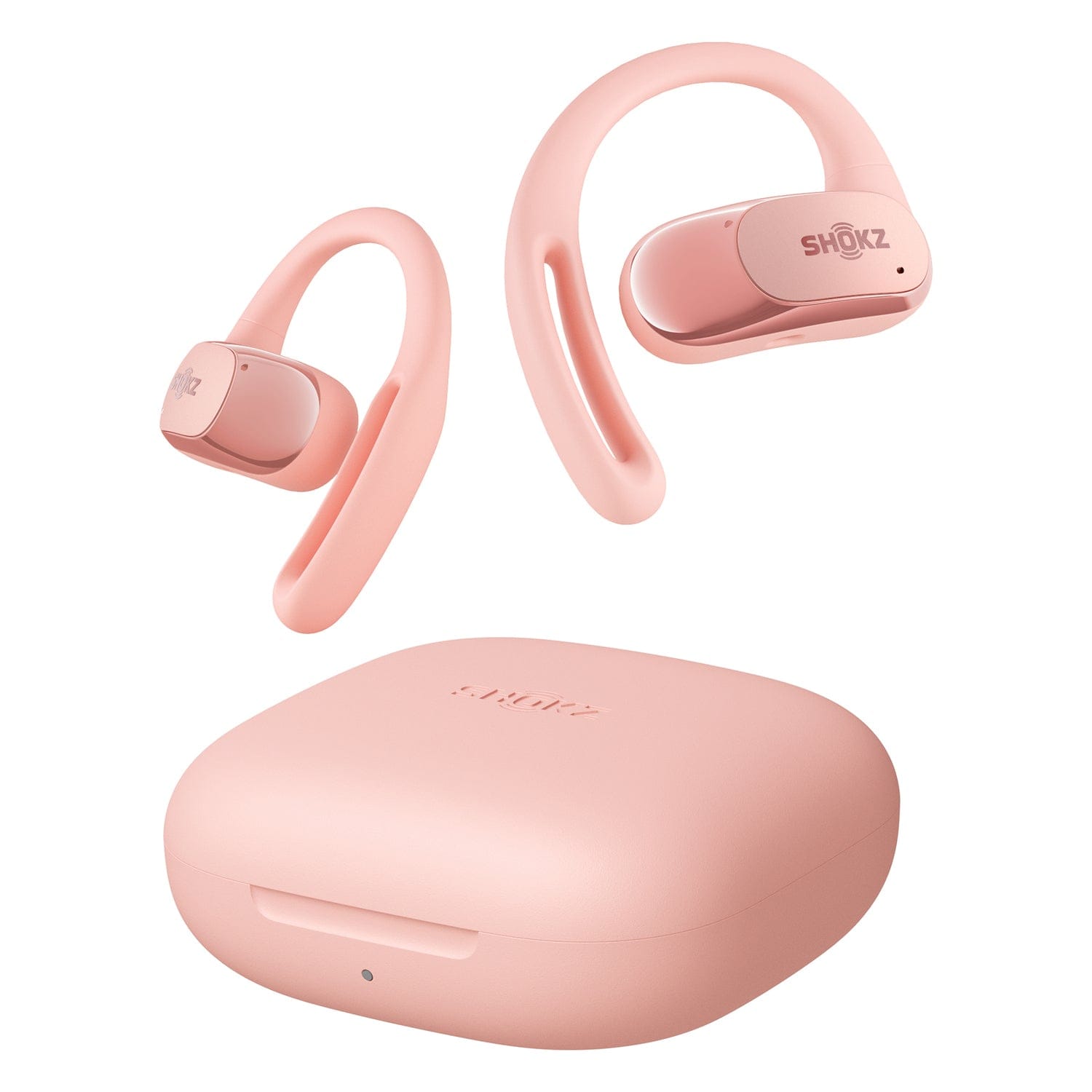Shokz OpenFit Air TWS Bluetooth Open-Ear Earbuds with Mics, Earhooks, and Charging Case, Clear Voice, up to 28 Hours Play Time, IP54, Pink